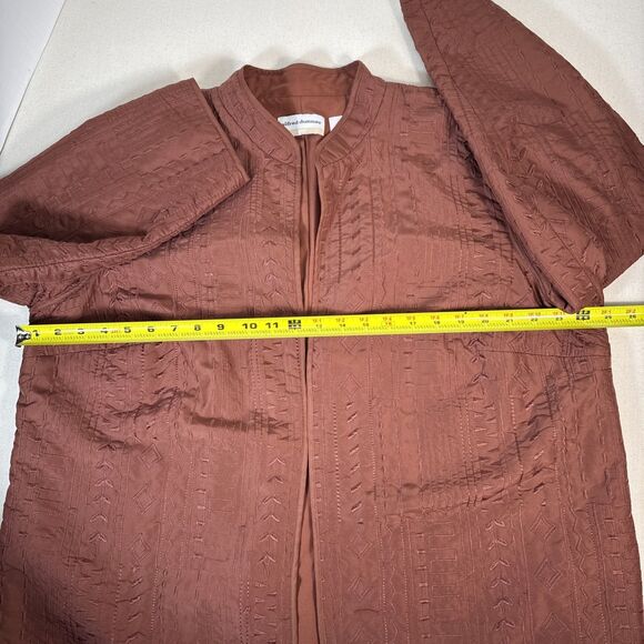 Burnt Orange Embroidered Lined Open Front Jacket Size 18W by Alfred Dunner - Picture 7 of 12